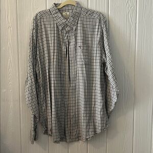 Blue and White Checkered Button-Up Shirt